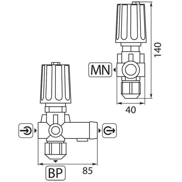 Перепускний вентиль (байпас) ST-261 3/8" IG - 3/8" IG R+M
