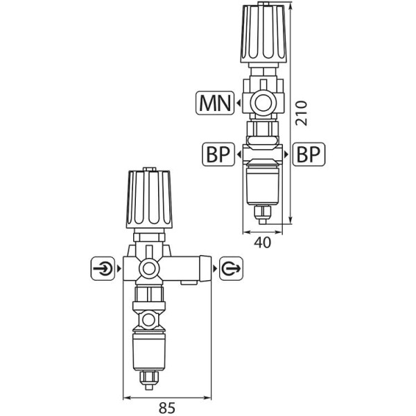 Перепускний вентиль (байпас) ST-261 з вимикачем тиску R+M